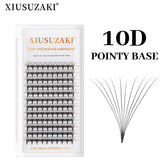 XIUSUZAKI C Curl Sharp Narrow Stem Premade Fans Eyelash Extension 0.07mm 4D-10D Thin Pointy Base Russian Fans Ready Volume
